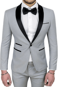 SAINLY Men's Two Piece Suit 32 / 26 Men Grey Suit Two Piece Wedding Groom Wear Dinner Suit Men Slim Fit Suit Men Tuxedo Suit Groom men Suit