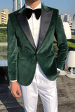 SAINLY Men's Two Piece Suit 32 / 26 Men's Premium Green Velvet Two Piece Tuxedo Suit Men Slim Fit Suit Men Tuxedo Suit Groom Men Suit