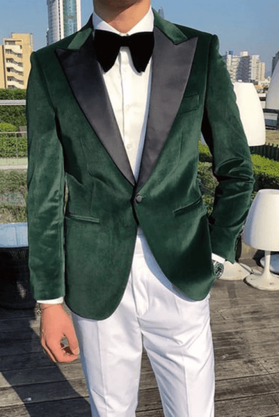 Pretty Color Matching Man's Wedding Suit Green 2 Pieces Slim Fit Men's Suits main image 1
