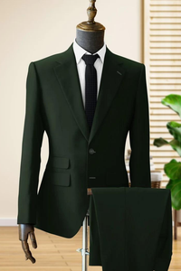SAINLY Men's Two Piece Suit 32 / 26 Men Suits, Suits For men Dark Green 2 Piece Wedding Suit, Formal Fashion Slim Fit Suit - Prom Wear