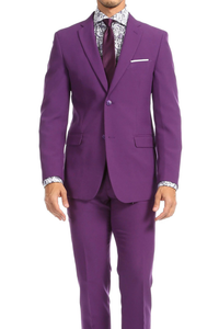 SAINLY Men's Two Piece Suit 32 / 36 Men Suits Purple 2 Piece Slim Fit Suit Elegant Men Suit Party Wear Suit Men's Clothing