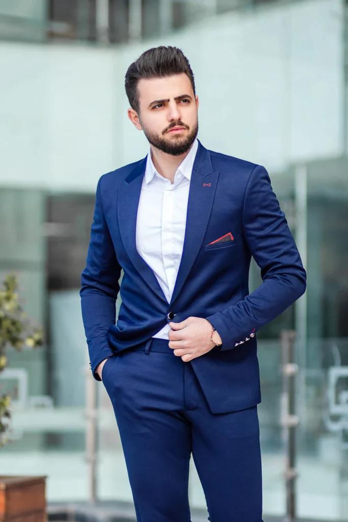SUITS FOR MEN Men Wedding suits Blue Piece Slim Fit Suits Elegant Fo–  SAINLY
