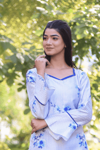 SAINLY S Glorious Blue Floral Designer Trouser Pant Suit Ready to Wear Indian Pakistani Party Wear Salwar Kameez Dress